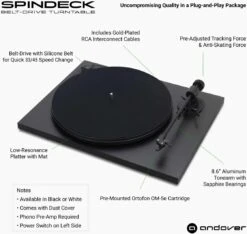 Andover Audio SpinDeck Turntable With Cartridge (Black) -Gallo Acoustics shop SpinDeckBlack2